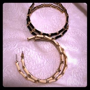 Gold and black and white and black earrings